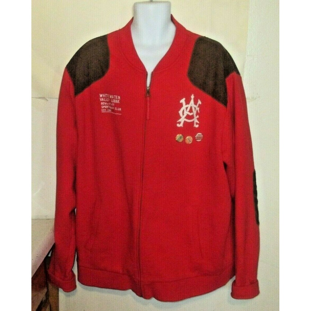 Akoo Brand Red Varsity Bomber Men's Jacket Sportsman Club 3XL  Patches j136
